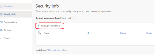 Add a sign-in method to your account