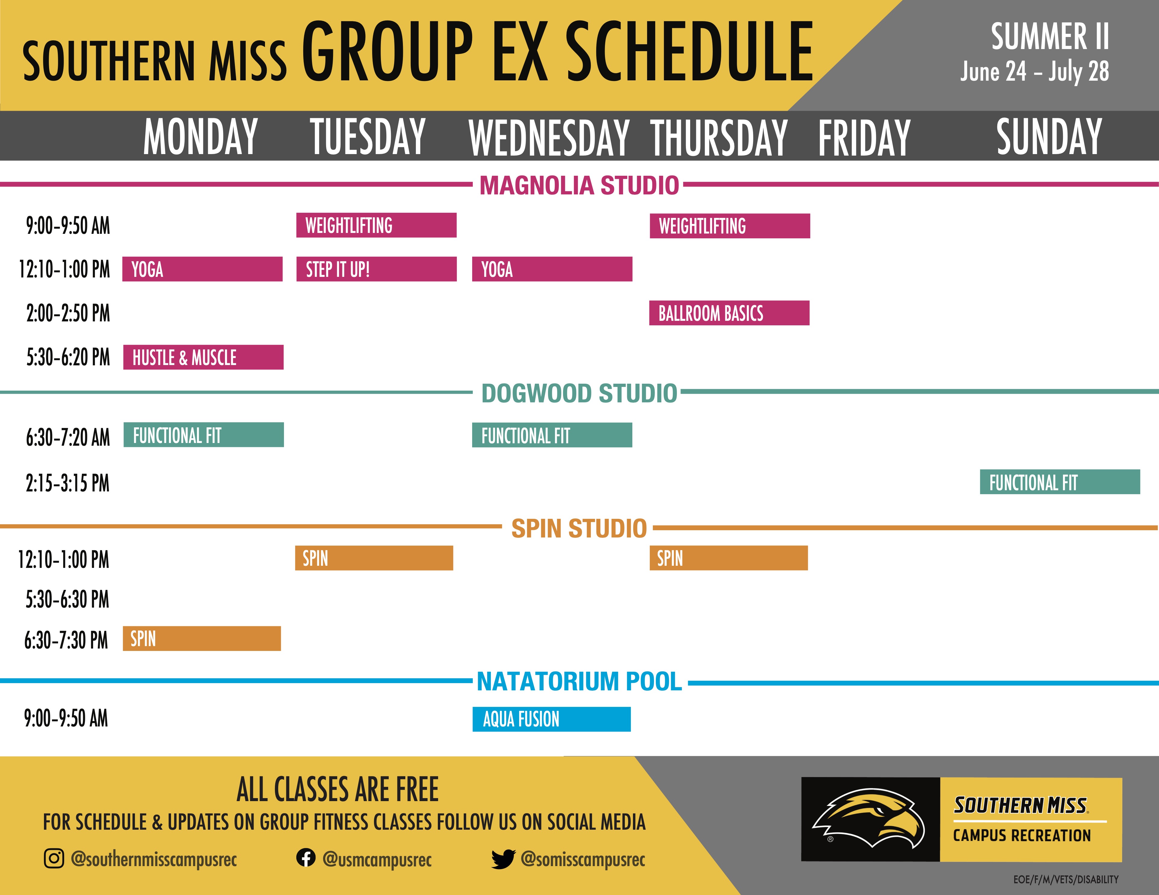 Group Ex Summer II Schedule
