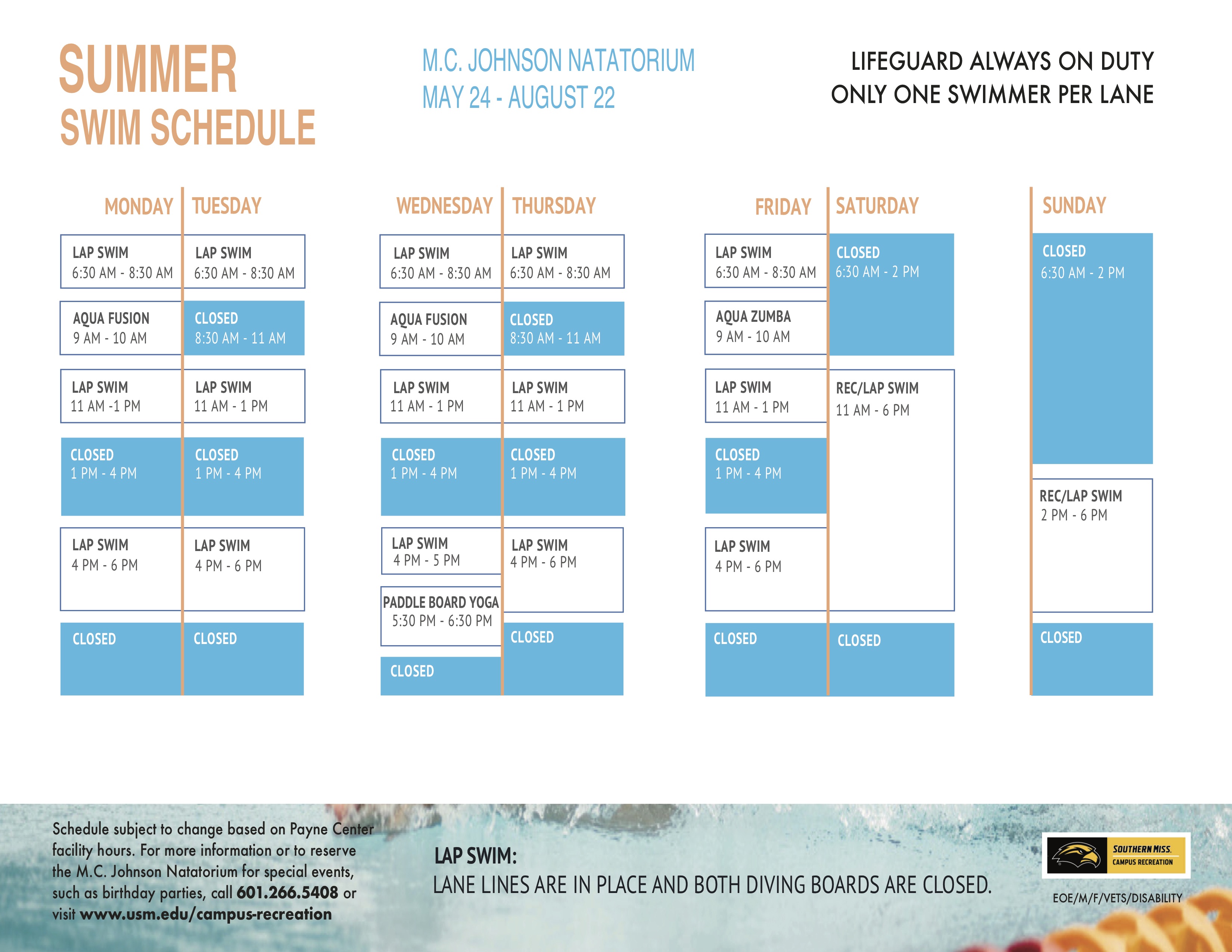 goodson rec center swimming schedule