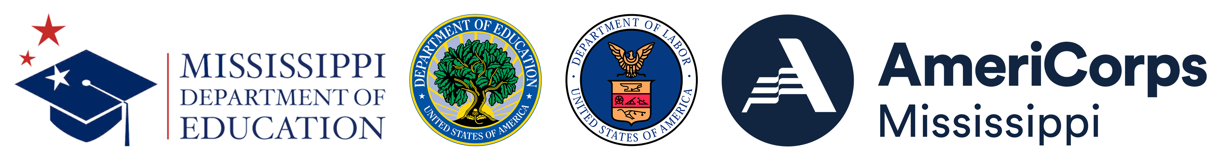 MDE, DoE, DoL, AmeriCorps Logos