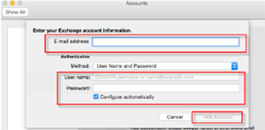 Step 5 - Enter Exchange account information