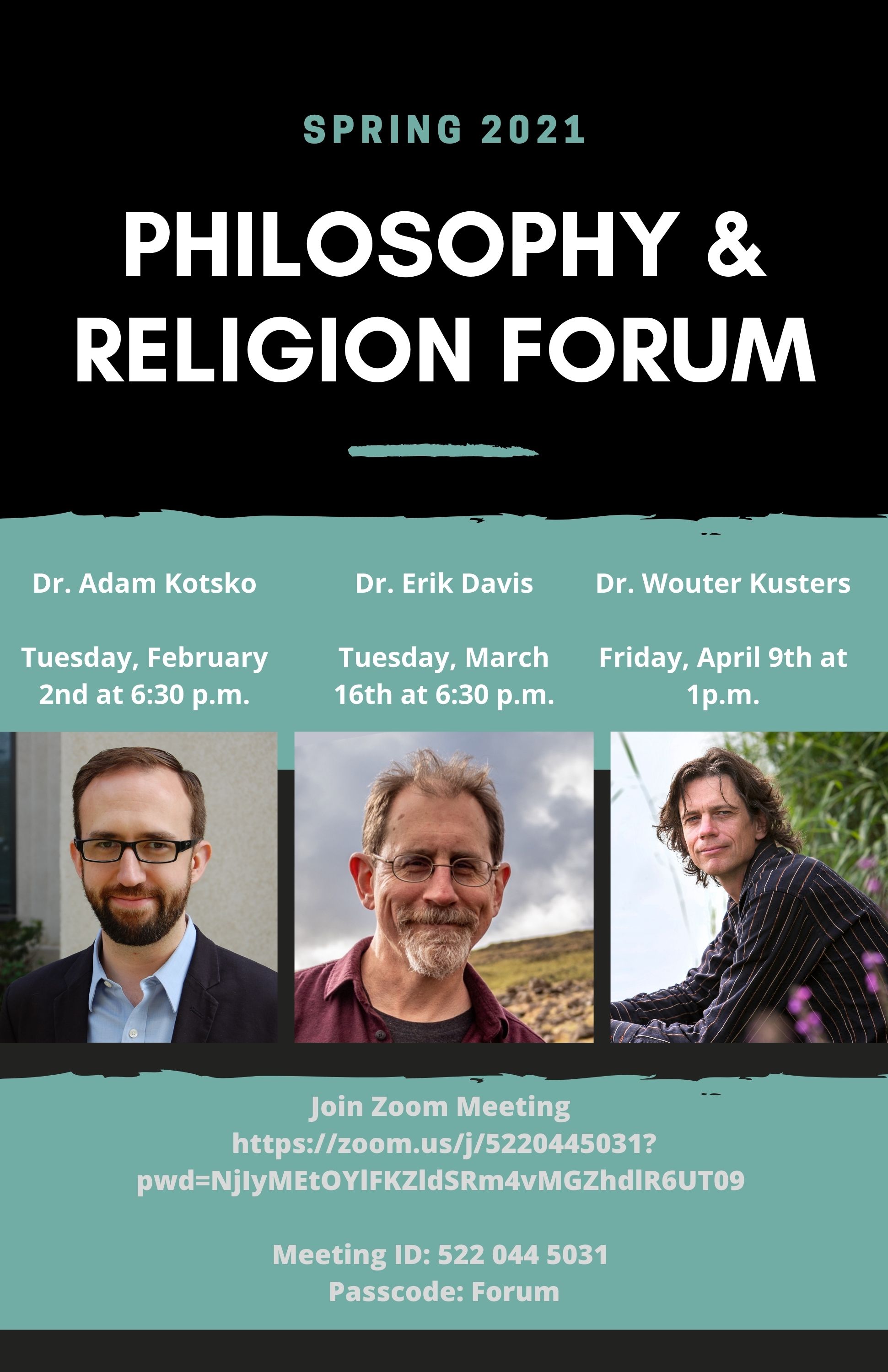 Philosophy & Religion Forum Spring 2021 poster