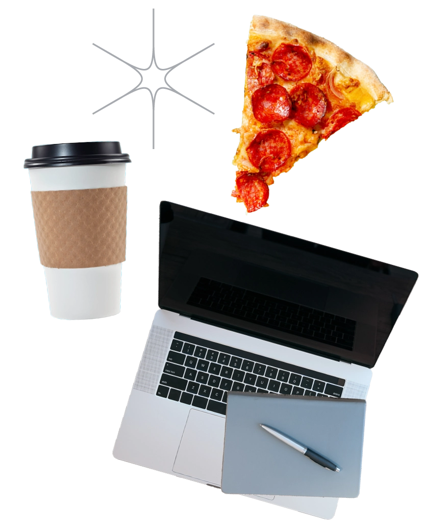 pizza and drinks